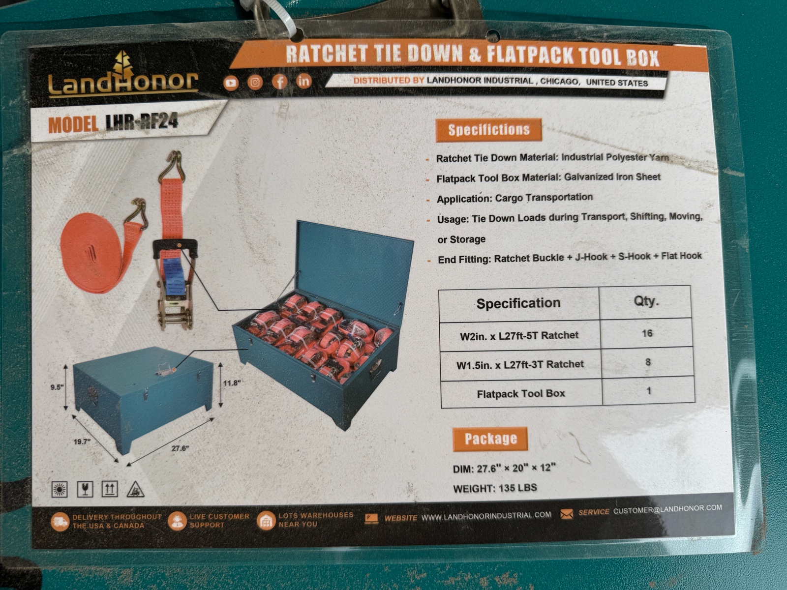 Ratchet Tie Down & Flatpack Tool Box - LandHonor - 2026 - Unused - LHR-RF24