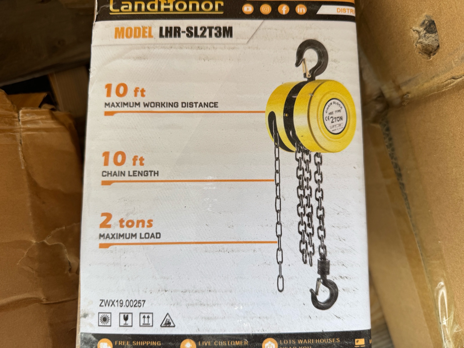 2-Tons Lift Hand Chain Lever Hoist - LandHonor - 2026 - Unused - LHR-SL2T3M