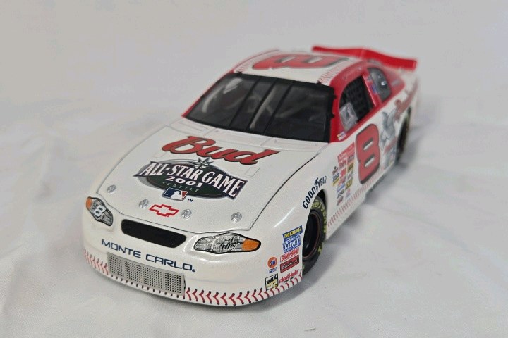 lot 100 image: Dale Earnhardt Jr. 2001 All-Star Game Budweiser Monte Carlo  White Diecast NASCAR Replica