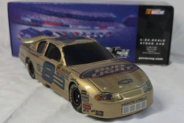 lot 110 image: Dale Earnhardt Jr. 2002 Bud Light Monte Carlo  Gold Chrome Diecast with Original Box