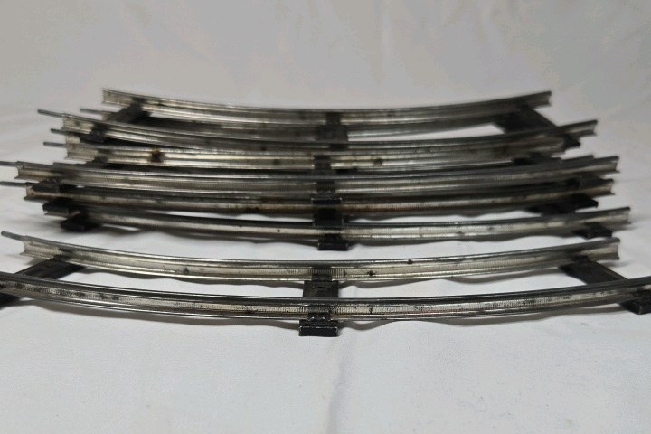 lot 139 image: Vintage Metal Curved Toy Train Track Sections