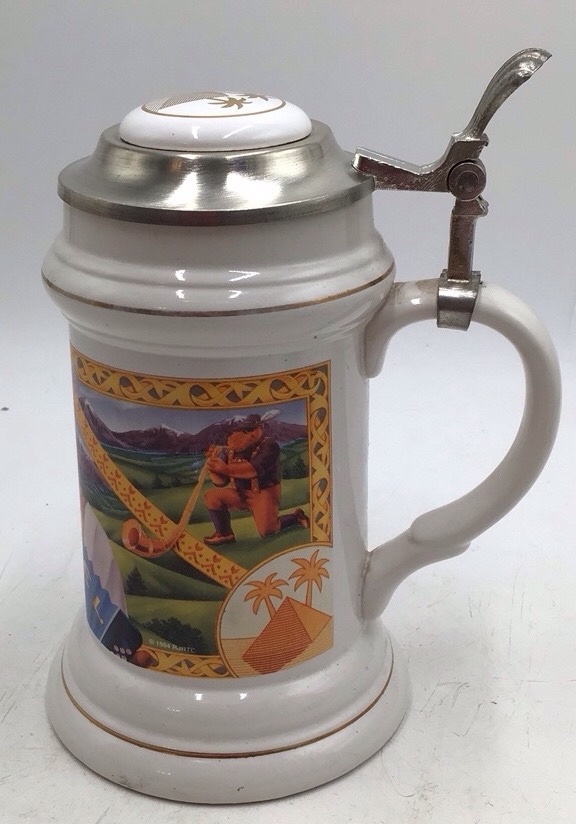 lot 146 image: Vintage Camel Collectors Stein  Limited Edition with Joe Camel Scene & Pewter Lid