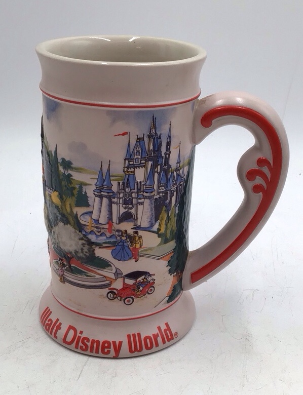 lot 148 image: Vintage Walt Disney World Ceramic Stein  Ceramarte Made in Brazil with Castle Scene