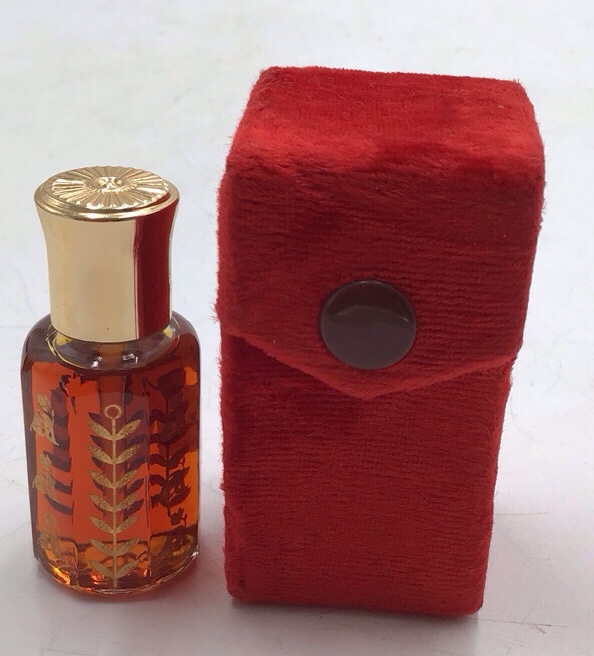 lot 209 image: Vintage Jontue Miniature Perfume Bottle  Red Velvet Pouch