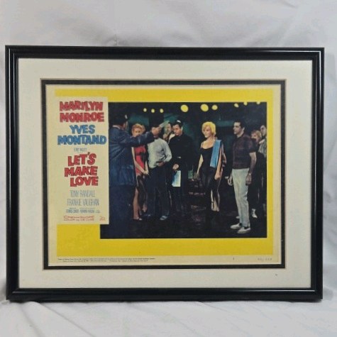 lot 229 image: Framed 1960 Lets Make Love Movie Lobby Card  Marilyn Monroe