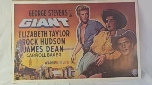 lot 235 image: Vintage Giant Movie Lobby Card  James Dean Elizabeth Taylor Rock Hudson