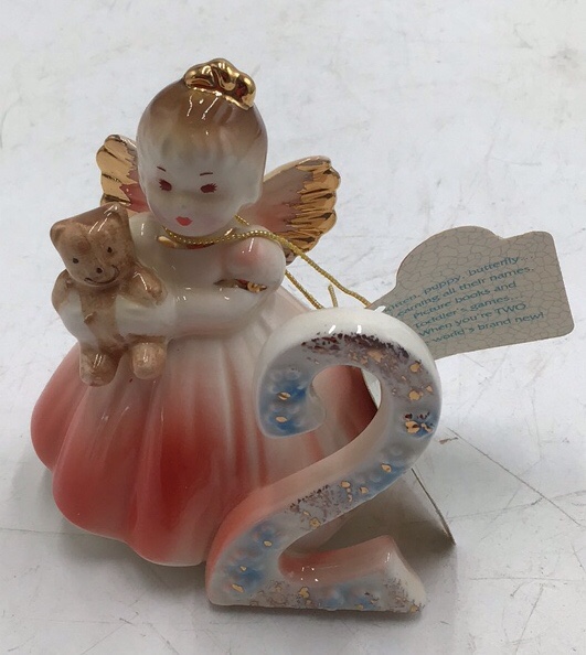 lot 24 image: Vintage Josef Birthday Angel Figurine  Number 2 Birthday Girl