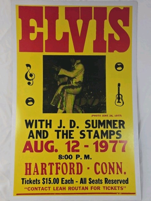 lot 244 image: 1977 Elvis Presley Concert Poster  Hartford Civic Center Connecticut