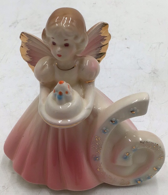 lot 28 image: Vintage Josef Birthday Angel Figurine  Number 6 Birthday Girl