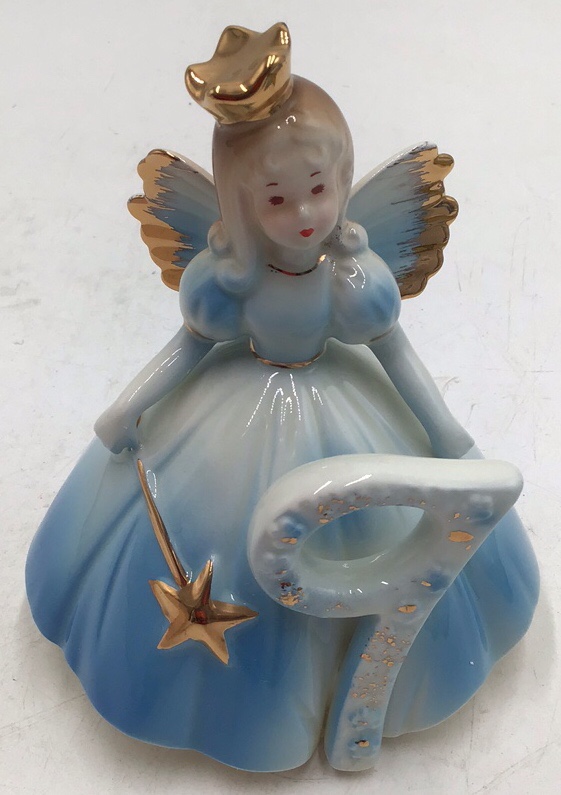 lot 32 image: Vintage Josef Birthday Angel Figurine  Number 9 Birthday Girl