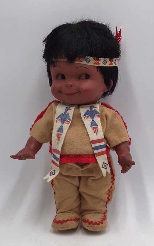 lot 52 image: Vintage Native American Style Doll  Boy with Feather Headdress