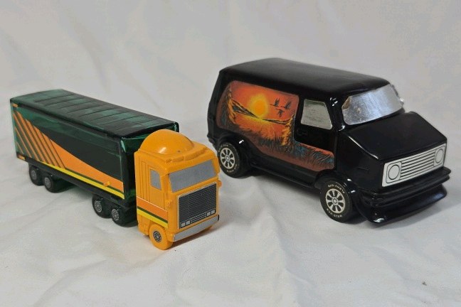 lot 98 image: Vintage Toy Semi Truck and Custom Van