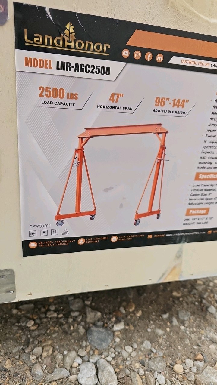 lot 154 image: 2026 Unused LandHonor 2500-LB Gantry Crane LHR-AGC2500