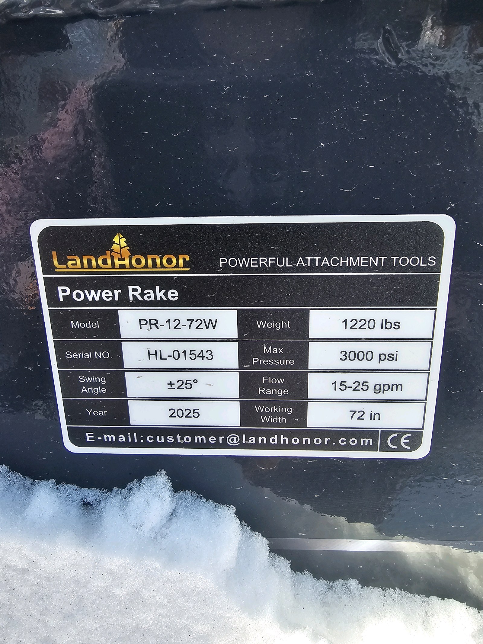 lot 212 image: 2026 Unused LandHonor Power Rake PR-12-72W