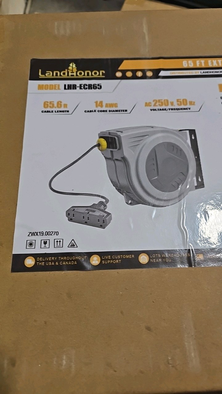 lot 27 image: 2026 Unused LandHonor 65 Ft Extension Cord Reel LR-ECR65