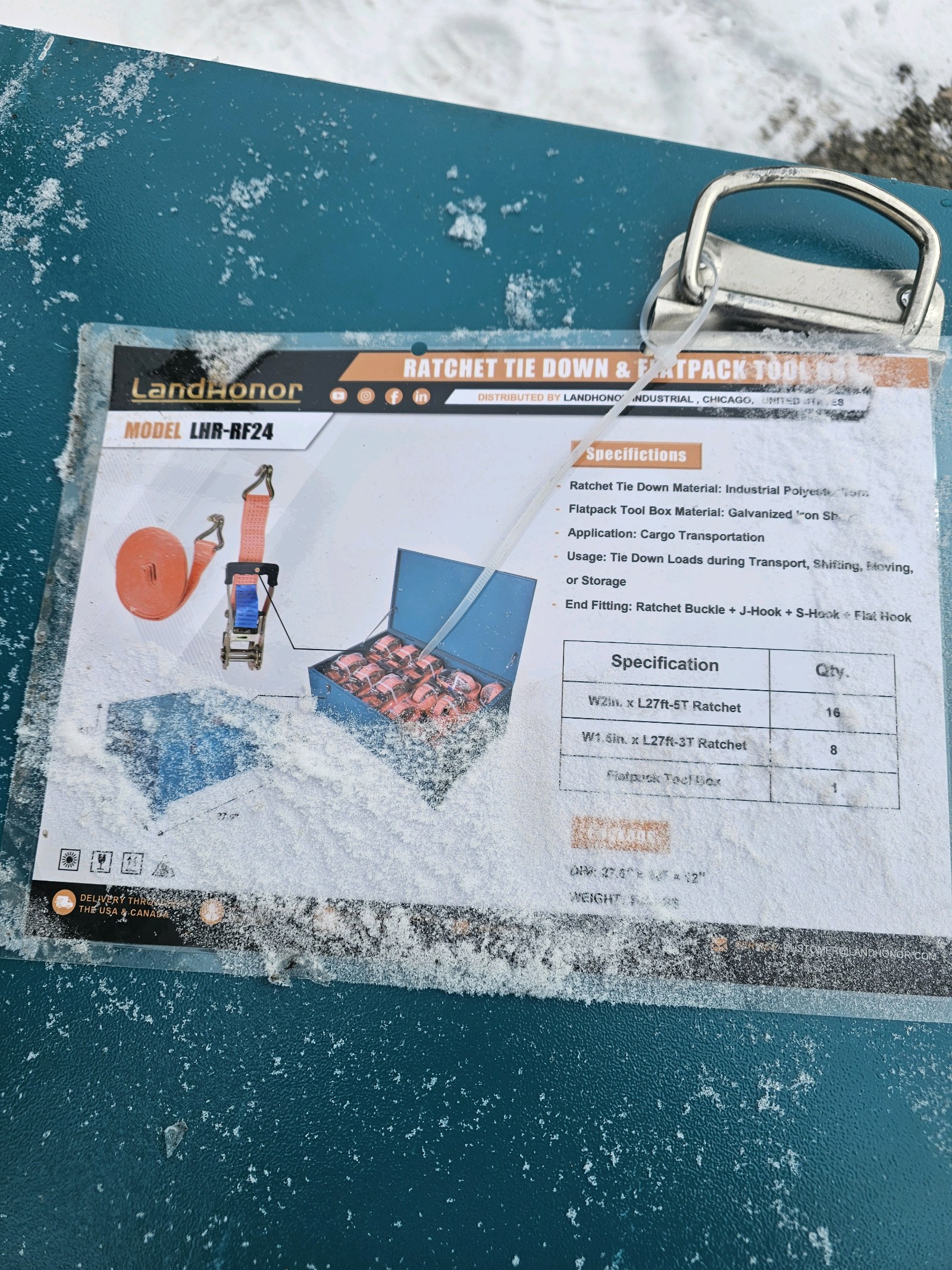 lot 95 image: 2026 Unused LandHonor Ratchet Tie Down & Flatpack Tool Box LHR-RF24