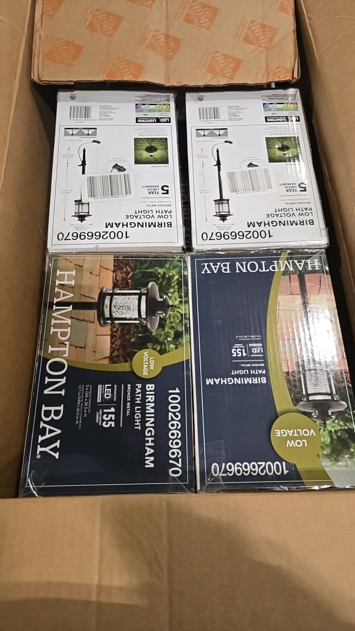 lot 100 image: (10) Hampton Bay Birmingham 155 Lumen Low Voltage Oil Rubbed Bronze Integrated LED Weather Resistant Outdoor Landscape Path Light