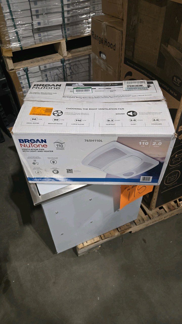 lot 116 image: Broan-NuTone 110 CFM Ceiling Bathroom Exhaust Fan with Light and 1500-Watt Heater