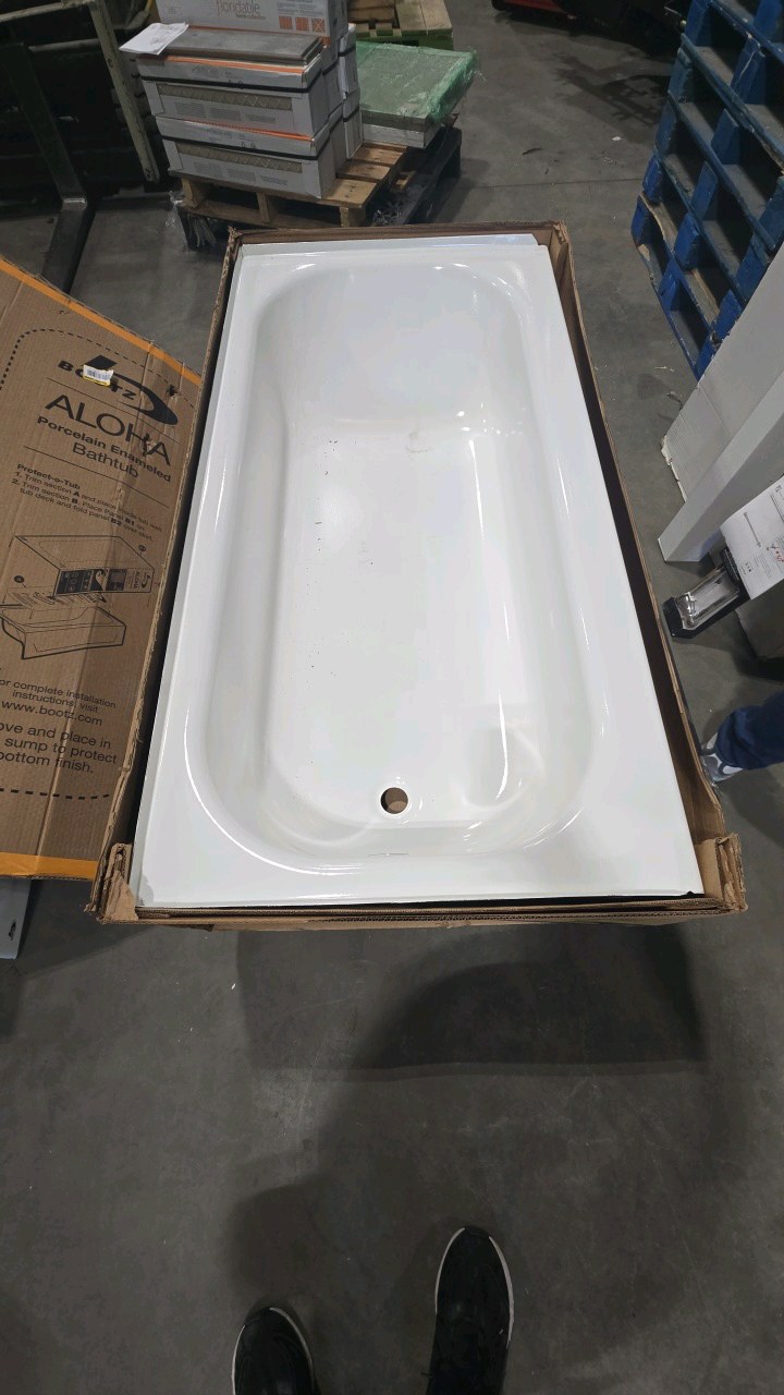 lot 12 image: Aloha 60 in. x 30 in. Alcove Soaking Bathtub with Left Drain in White