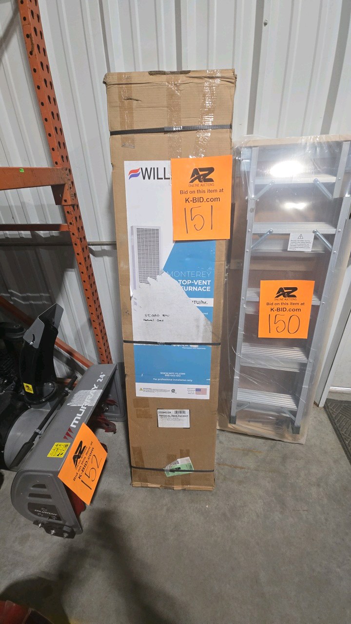 lot 151 image: Williams Monterey Top-Vent Wall Heater 35,000 BTUH, 66% AFUE, Natural Gas