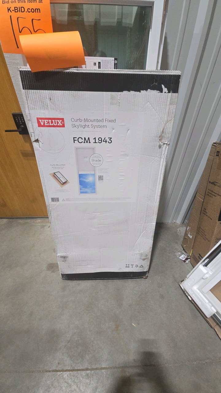 lot 154 image: VELUX 22 12 x 46 12 Fixed Curb Mount Skylight FCM 1943 with Solar Shade