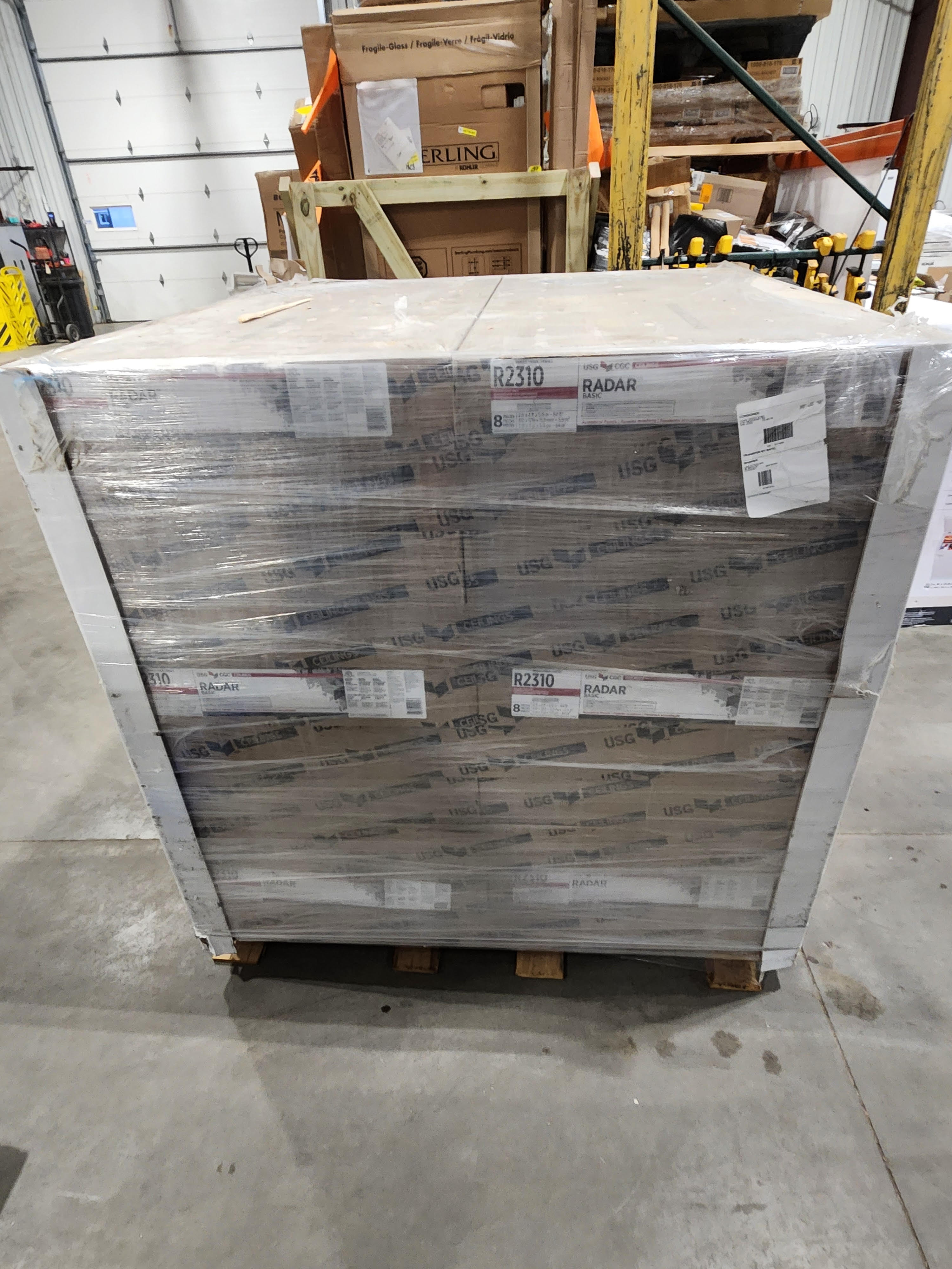 lot 184 image: USG Ceilings 2 ft. x 4 ft. Radar Basic White Square Edge Lay-In Ceiling Tile, pallet of 160 (1280 sq. ft. )