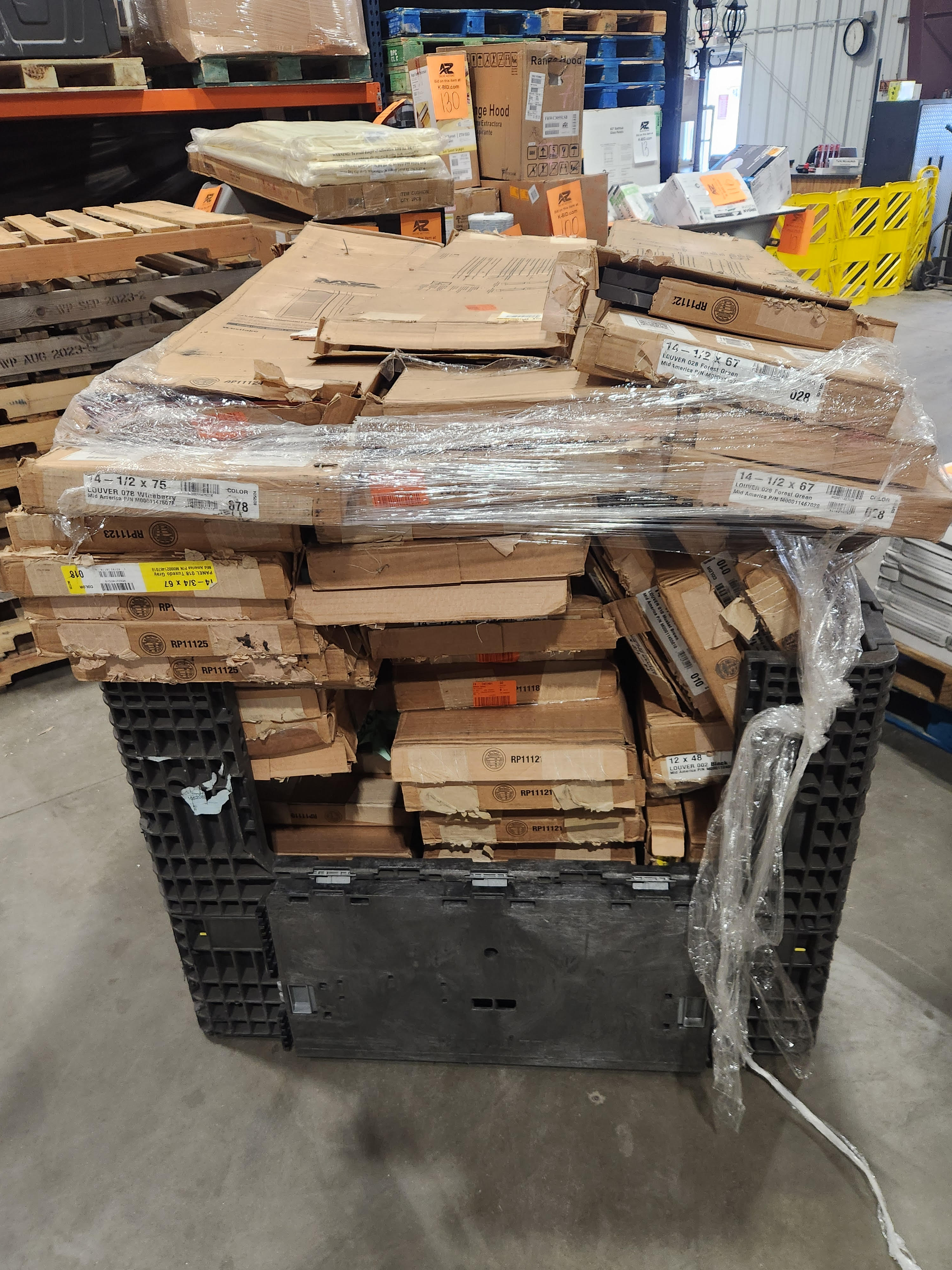 lot 188 image: Large pallet of plastic shutters. Assorted sizes & colors