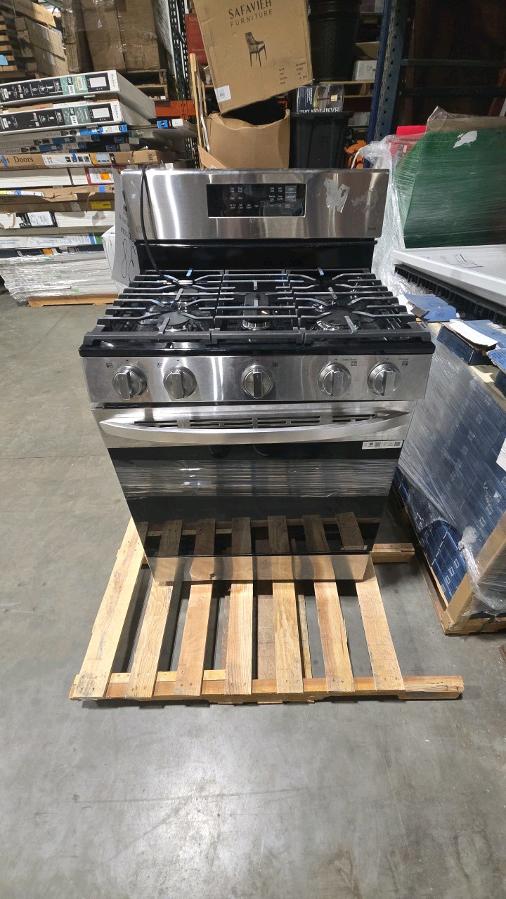 lot 38 image: 5.8 cu. ft. Smart Wi-Fi Enabled Fan Convection Gas Single Oven Range with AirFry and EasyClean in Stainless Steel