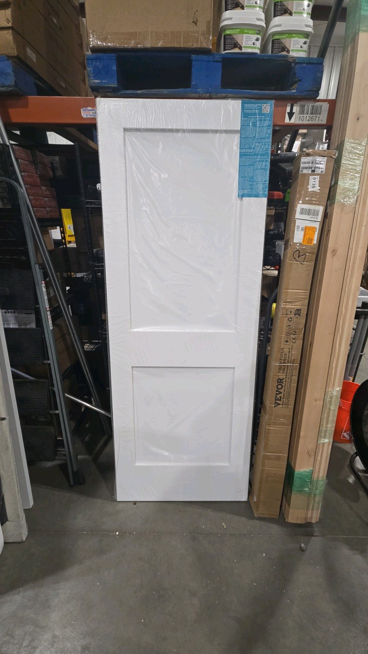 lot 5 image: Lot of 3--eightdoors 30 in. x 80 in. x 1-34 in. 2-Panel Shaker Solid Core White Primed Pine Wood Interior Door Slab