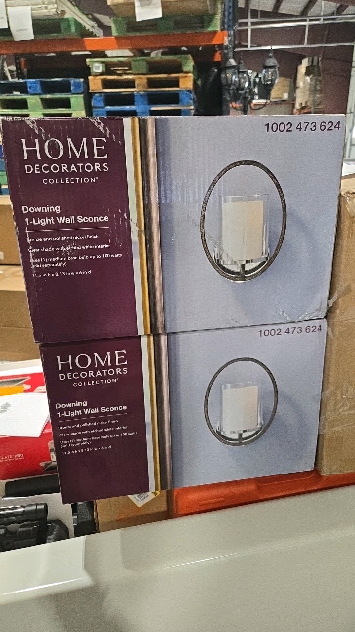 lot 94 image: 4 - Home Decorators Collection Downing 1-Light Polished NickelCorona Bronze Wall Sconce