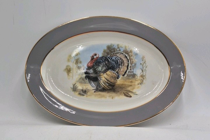 lot 117 image: Embassy Vitrified China Oval Platter  Turkey in Landscape Scene