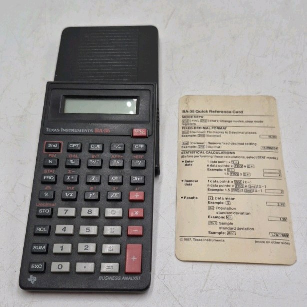 lot 152 image: Vintage Texas Instruments BA-35 Calculator  Business Analyst Model