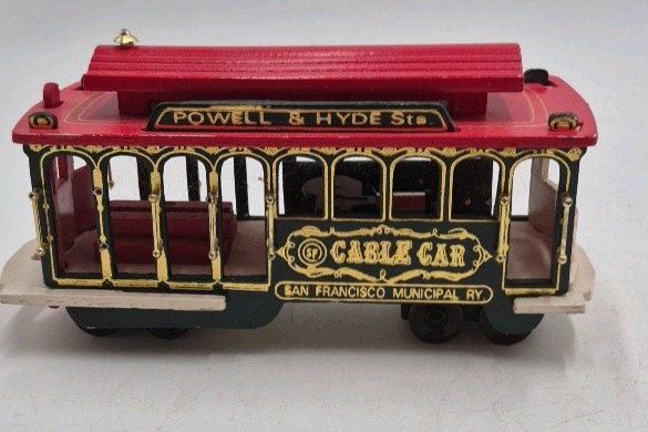 lot 168 image: Vintage Wooden San Francisco Cable Car  Powell & Hyde Sts CTC South San Francisco