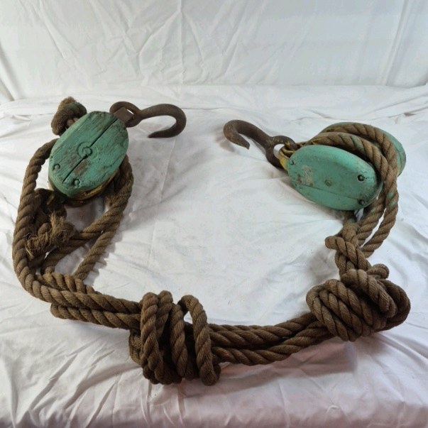 lot 190 image: Vintage Block and Tackle Pulley System