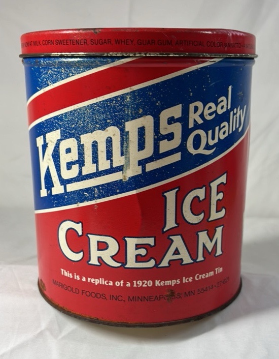 lot 225 image: Vintage Kemps Ice Cream One Gallon Tin