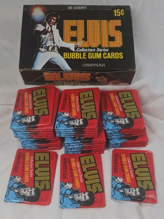 lot 285 image: Vintage Elvis Presley Bubble Gum Cards  1970s Donruss Collectors Series 36-Count Box