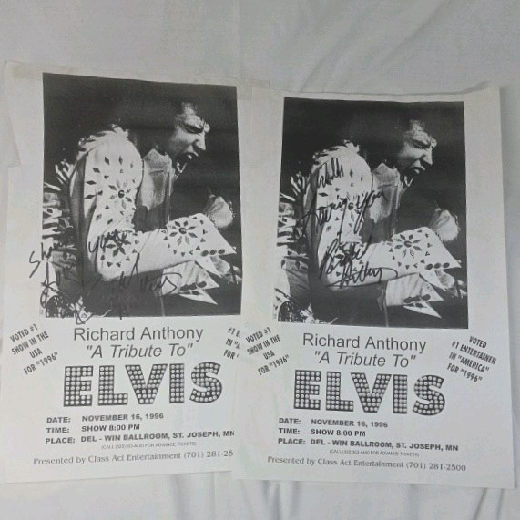 lot 294 image: 1996 Richard Anthony Elvis Tribute Concert Poster  Del-Win Ballroom St. Joseph MN Signed