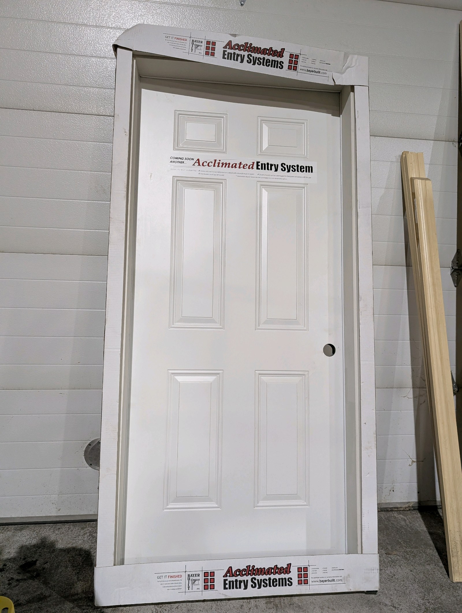 lot 53 image: Bayer Built Acclimated Entry System 36 Exterior Prehung Door  Pre-Framed w Aluminum Threshold  Hardware Included