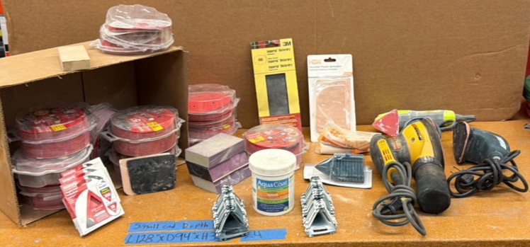 (3) CORDED palm sanders & accessories