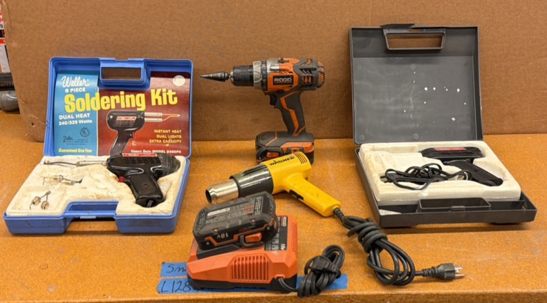 WELLER solder guns, RIDGID cordless drill, Wagner heat gun