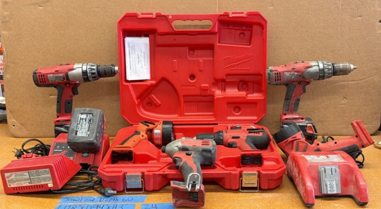 MILWAUKEE drills, batteries, chargers and flashlight
