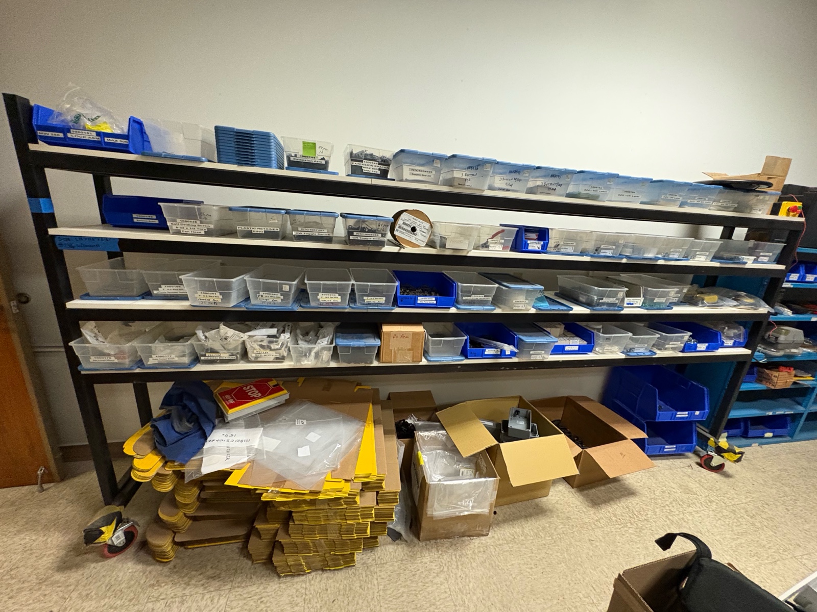 rolling shelf with hardware (items on floor not included)