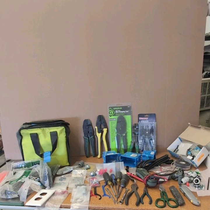CABLE ties, greenlee wire tools, voltage tester, stripmaster