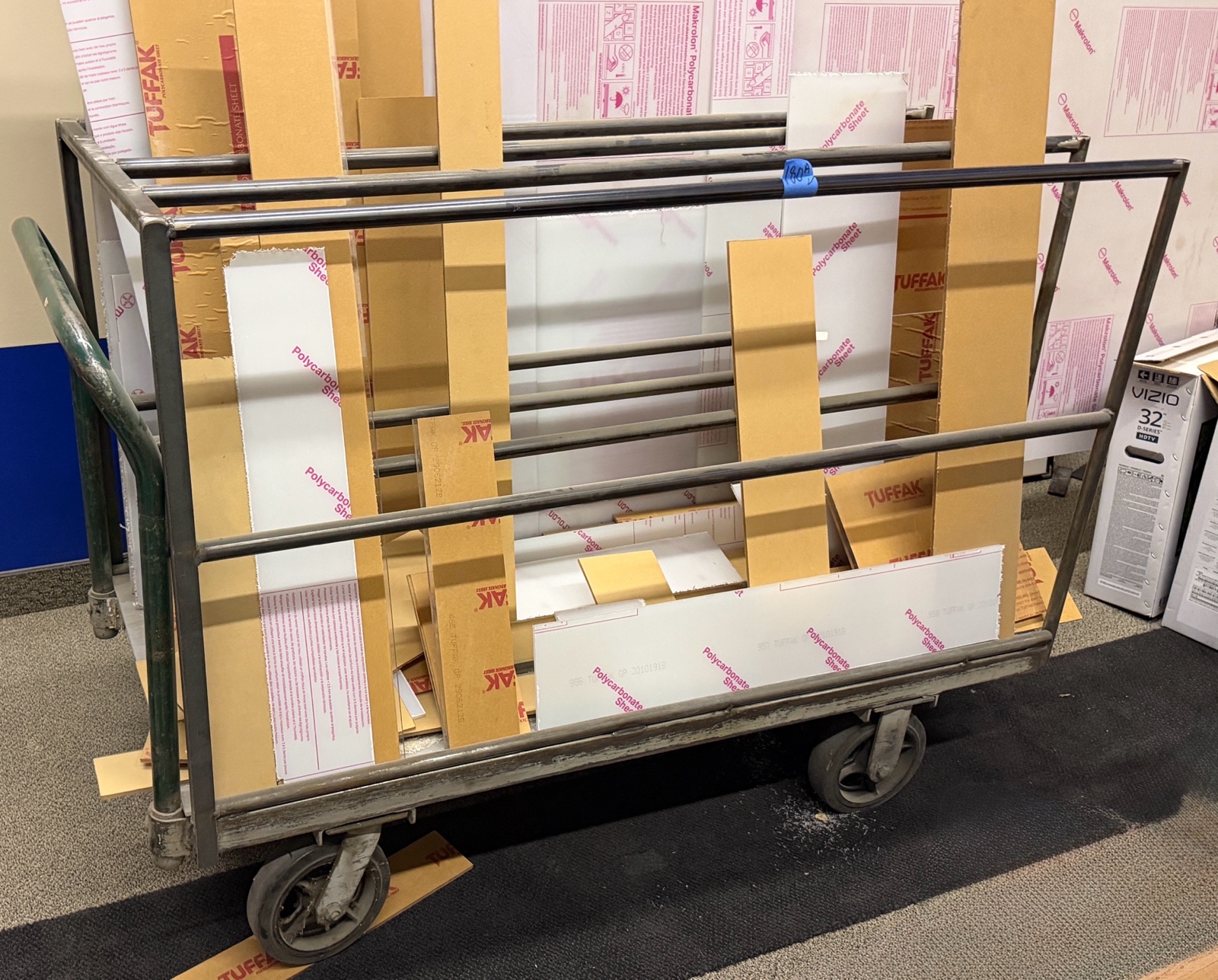 Rolling steel panel cart