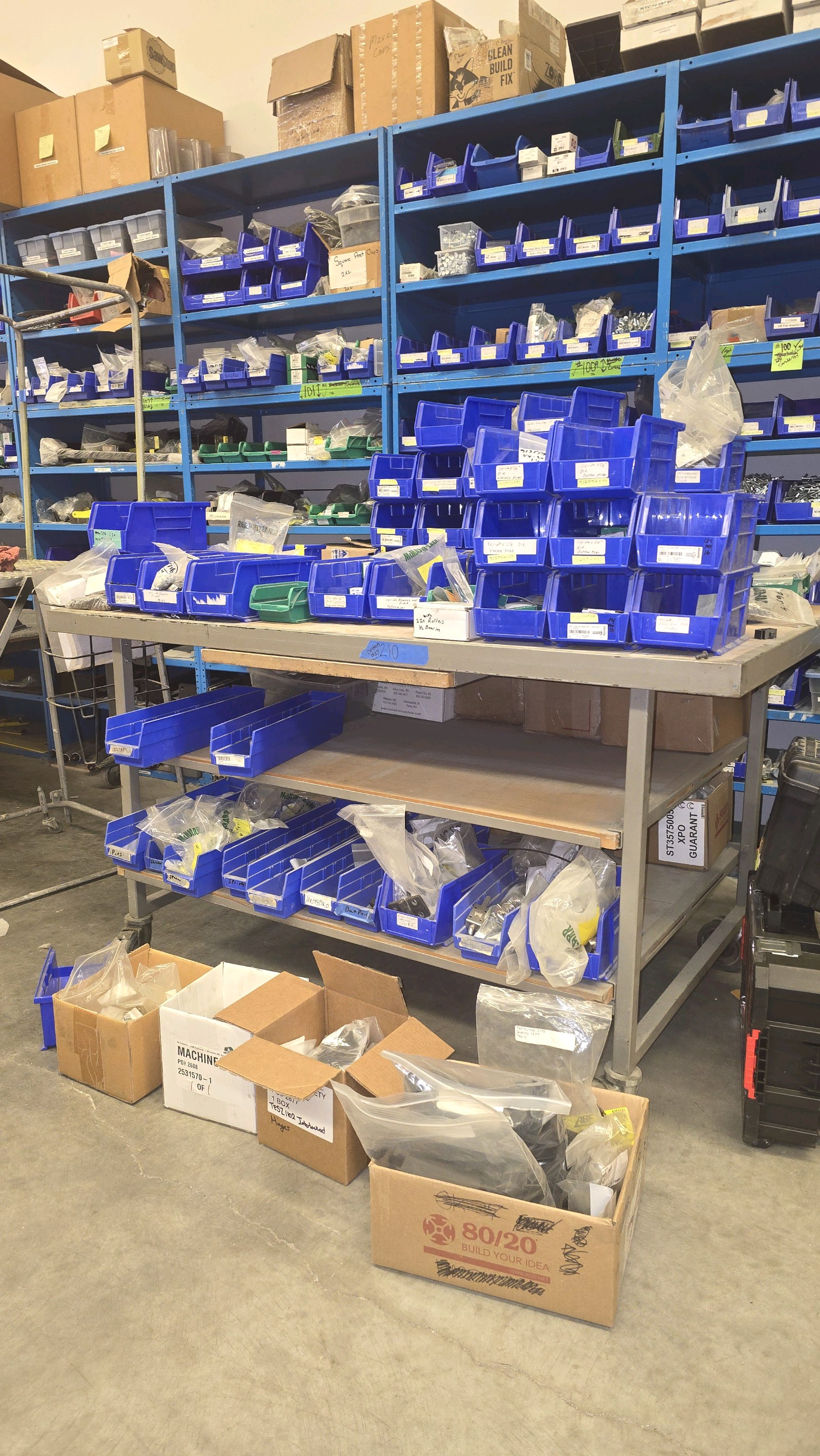 BLUE boxes with metal parts