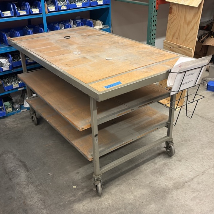 MACHINE shop rolling cart with 2 removable shelves.