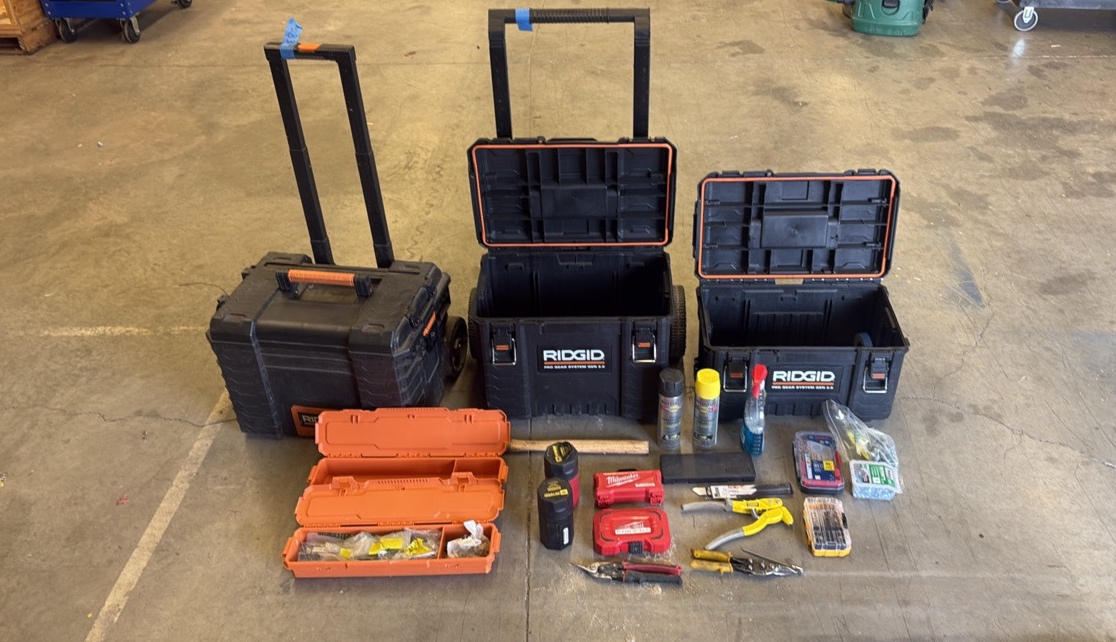 RIDGID rolling tool box system  contents