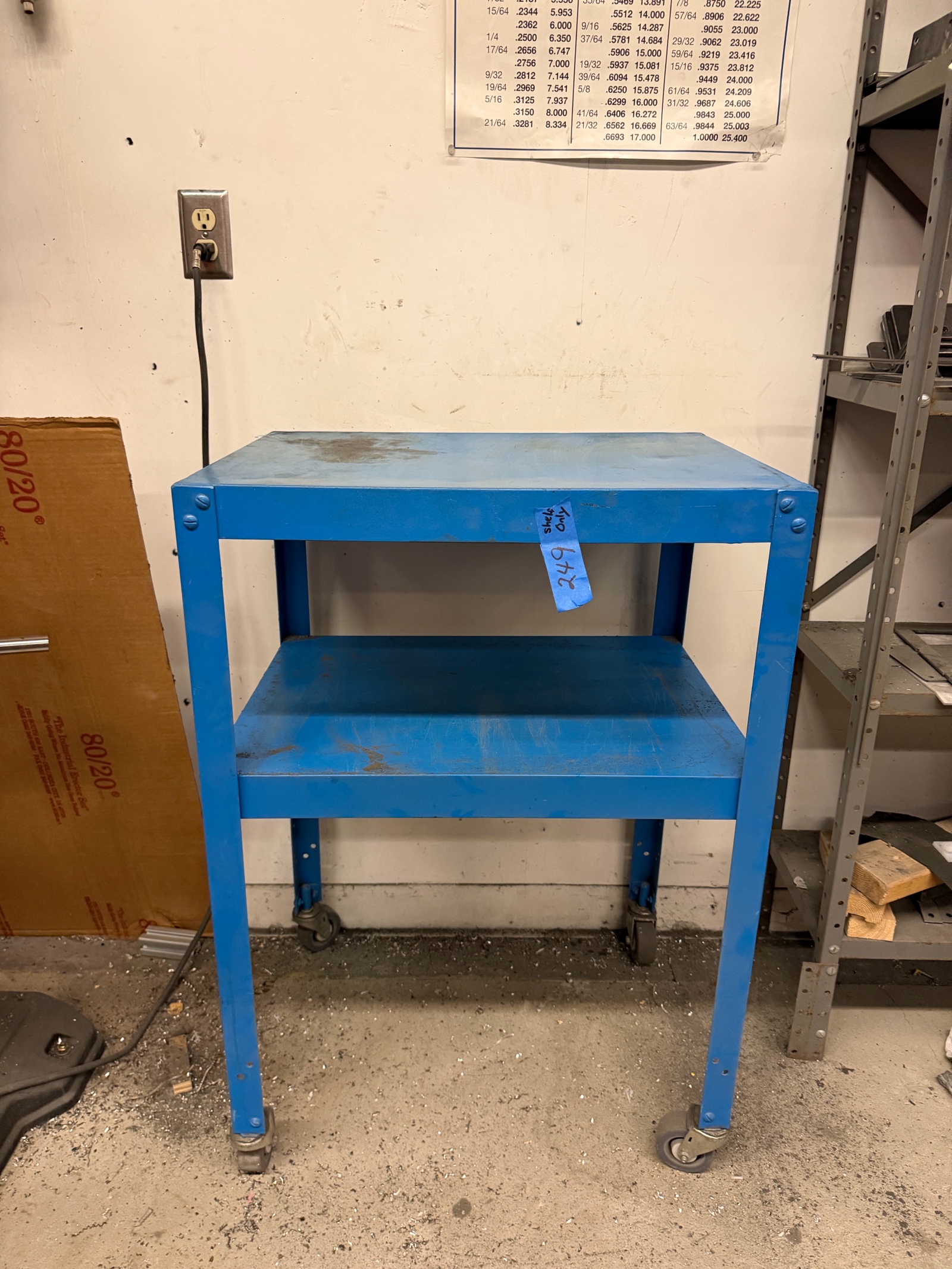 Blue Metal rolling 2-shelf cart