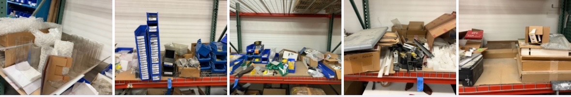 Metal parts, glassware and hardware