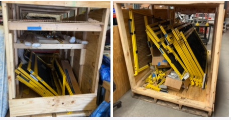 MODULAR guarding fence panels in wood crates